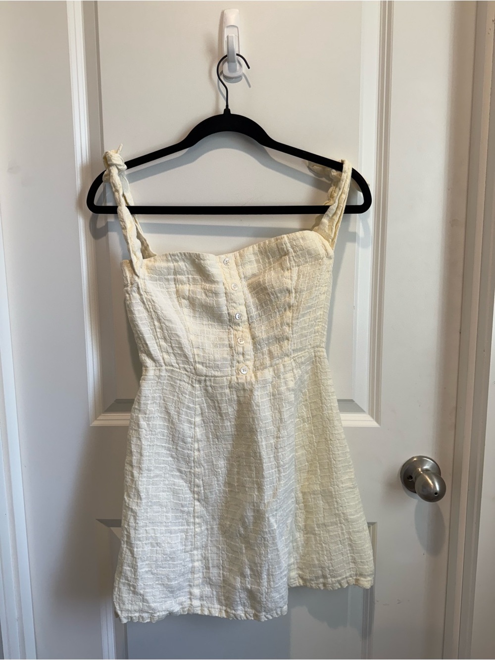 Reformation Arnaut Mini Linen Yellow Tie Dress Size 4 - Picture 4 of 7